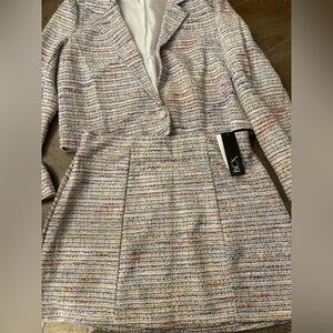 BCX Women's Colorful Tweed Blazer and Skirt